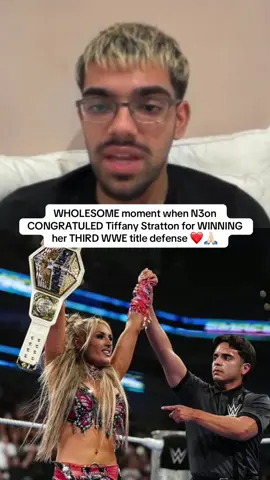 WHOLESOME moment when N3on CONGRATULED Tiffany Stratton for WINNING her THIRD WWE title defense ❤️🙏🏻 #n3on #tiffanystratton #WWE 