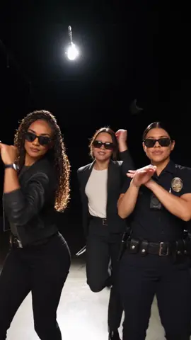 with the girls while tim gets ready 🤭 #therookie #lucychen #nylaharper #celinajuarez #police 