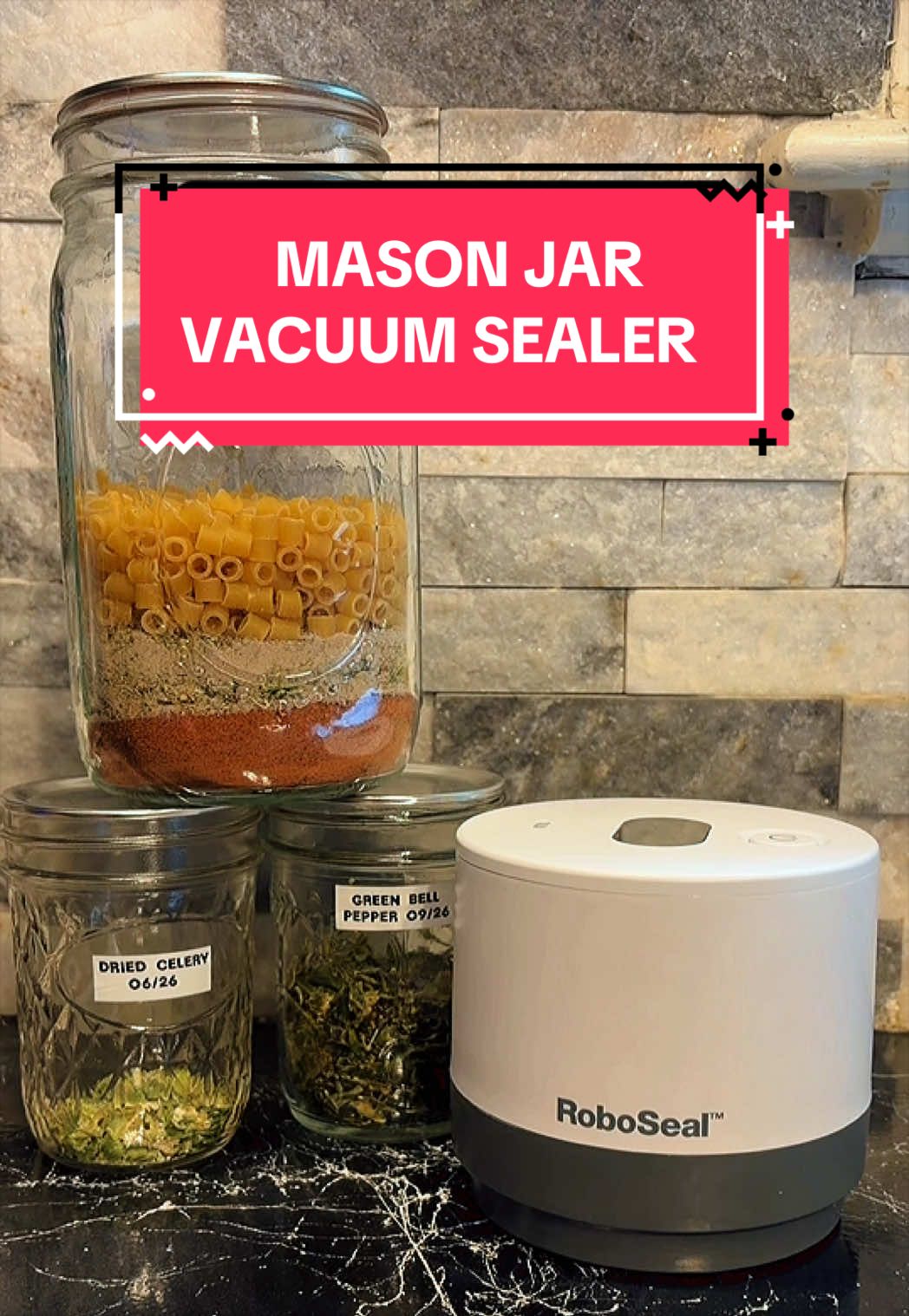 Take this one small step and use a mason jar vacuum sealer to keep your food fresh longer - saving you time and money✨ . . . #foodstorage #vacuumseal #masonjarstorage #electricsealer #mealinajar