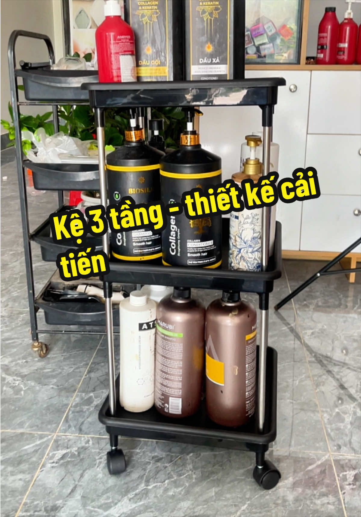 Kể đửng đồ cho spa .salon -nhà nhà#xuhuong #ke3tangcobanhxe
