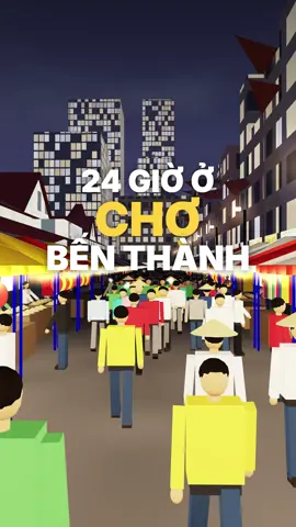 24 giờ ở Chợ Bến Thành trong 75 giây 🏮 4h sáng xe nhập hàng về cửa Tây, sáng ra cả ngàn sạp kéo cửa cuốn, trưa làm tô bún riêu, dĩa bánh xèo, ly nước mía. Tới 18:00 thì chợ đêm đồng loạt lên đèn ✨ Món bạn nhất định phải ăn ở Bến Thành là gì? Comment cho mình biết nhé 👇 Tập sau: Nếu Landmark 81 làm bằng bánh mì thì sao? 🥖#animation #xh #chobenthanh #pov #whatif 