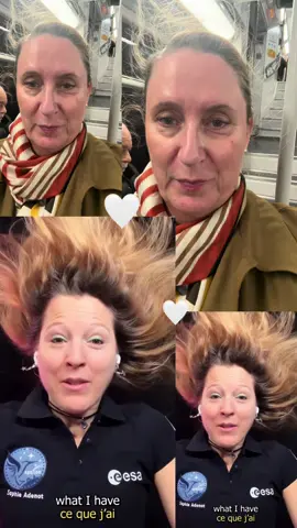 En mode: cheveux en l’air 😘Les lois de la gravité ou de l’électricité statique. Les cheveux ont voulu rendre hommage à la majestueuse @soph_astro Sophie Adenot de retour sur terre après avoir passé avec brio plusieurs semaines dans l’espace, le cosmos, l’univers. #cheveux #apesanteur #gravity #rer #electricitestatique