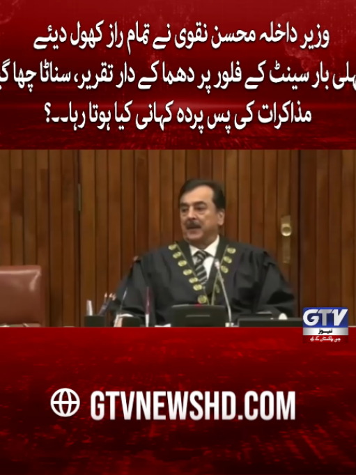 وزیر داخلہ محسن نقوی نے تمام راز کھول دیئے پہلی بار سینٹ کے فلور پر دھما کے دار تقریر، سناٹا چھا گیا مذاکرات کی پس پردہ کہانی کیا ہوتا رہا۔۔؟ #MohsinNaqvi #InteriorMinister #PakistanSenate #SenateSpeech #Breakingnews #GTVNews