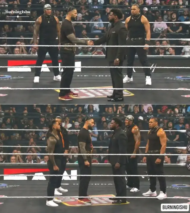 🤝 THE HANDSHAKE IS A TRAP?! 😱☝️ Royce Keys and his crew have a hidden agenda for Roman Reigns! 💥 👇 BETRAYAL OR BLOODLINE WAR? COMMENT NOW! #WWE #RomanReigns #TheBloodline #WWEUniverse