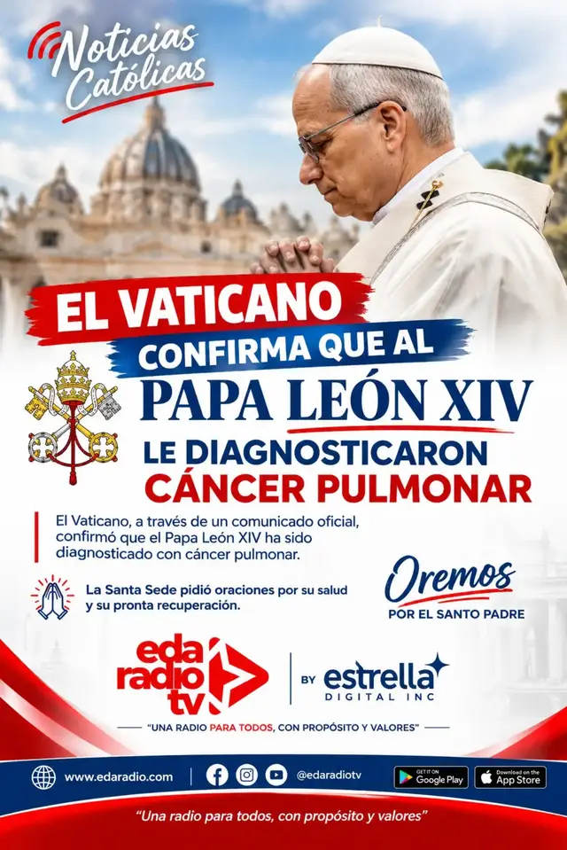 Tras la cirugía realizada en el lóbulo inferior del pulmón derecho del Papa León XIV, la Oficina de Prensa del Vaticano confirmó el diagnóstico de “adenocarcinoma pulmonar”, un tipo de cáncer al pulmón, “como se sospechaba a partir de las pruebas preoperatorias”. Esta noticia está en desarrollo. No dejemos de orar por el Papa. Sigue la cobertura de la noticia en https://edaradio.com  Fuente: EWTN 