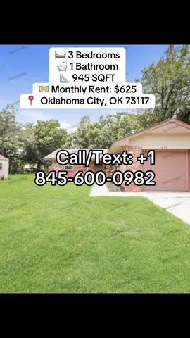 🏡 AFFORDABLE 3-BEDROOM HOME IN OKLAHOMA CITY, OK! 🔥 💰 RENT: ONLY $625/MONTH! Looking for an affordable place to call home? 👀 Don’t miss this opportunity! Check out this 3-bedroom, 1-bathroom house in Oklahoma City, Oklahoma! ❤️🏠 ✨ PROPERTY DETAILS: 🛏️ 3 Bedrooms 🛁 1 Bathroom 📐 945 SQFT 💵 Monthly Rent: $625 📍 Address: 1615 Magnolia Avenue, Oklahoma City, OK 73117 ✅ Affordable rental opportunity ✅ Low-income applicants welcome ✅ No-credit applicants welcome 🐾 Pet-friendly home Whether you’re looking for more space for your family or a place to start a new chapter, this home could be the right fit for you! 🏡✨ 📲 INTERESTED? CONTACT US TODAY! 📞 Call/Text: +1 845-600-0982 Don’t wait to inquire! Send us a message today for more information about availability, viewing arrangements, and the application process. 🔑 ❤️ SHARE THIS POST with someone looking for an affordable home in Oklahoma City! #OklahomaCityRentals #OklahomaCityHomes #OklahomaRentals #HouseForRent #AffordableHousing          
