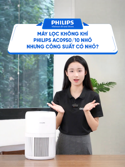 Máy lọc không khí Philips AC0950/10 nhỏ nhưng công suất có nhỏ? #philipsvietnambrandstore #hoplongecommerce #gigavn #Philips #MaylockhongkhiPhilips #AC0950/10