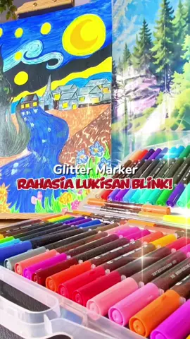 Rahasia gambar berkilau di atas kertas yang sebesar ini!👀✨ #drawing  #glittermarkers  #dualtip  #deliditiktok  #deliindonesia 
