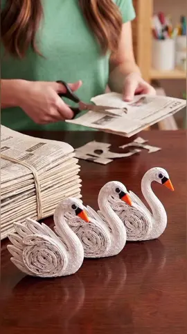 Turn Old Newspaper Into a Graceful Swan | A Creative Paper Craft for Your Home! #papercraft #newspapercrafts #recyclingcrafts #foryou #fyp 