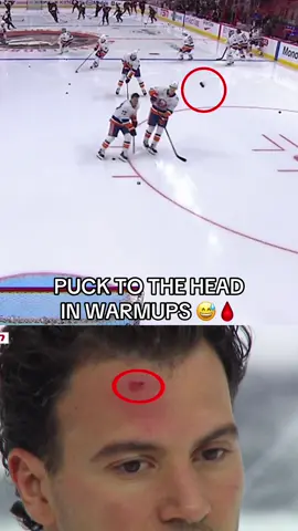 They tell you to wear your helmet in warmup for a reason 😂 #NHL #hockey #newyorkislanders #newyorkislanders 