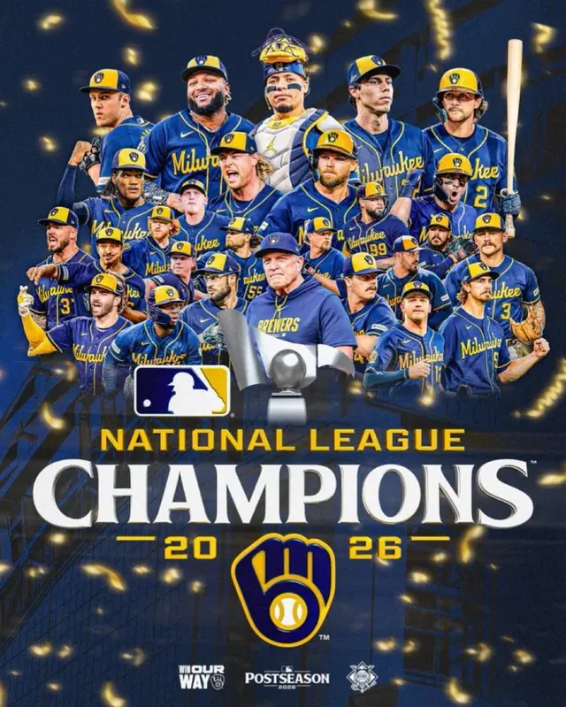 The Milwaukee Brewers are the 2026 National League Champions!  They clinched their first-ever NL pennant by completing a four-game sweep of the Los Angeles Dodgers. #majorleaguebaseball #mlbplayoffs2026 #milwaukeebrewers #fypシ゚viral #nationaleaguechampions2026 