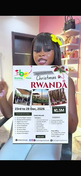 I think we have another trip to plan🎊🤌🏼 💃  This one is very affordable right ??? A plane trip outside Nigeria this December sounds super exciting 🤭 You can make enquiries and bookings of other trips from @Boomingplace Travels & Tours✈️  I made my research and they’re really reliable 🤌🏼 #livingwithchrysolite #rwanda #goviral #fyp #travel 