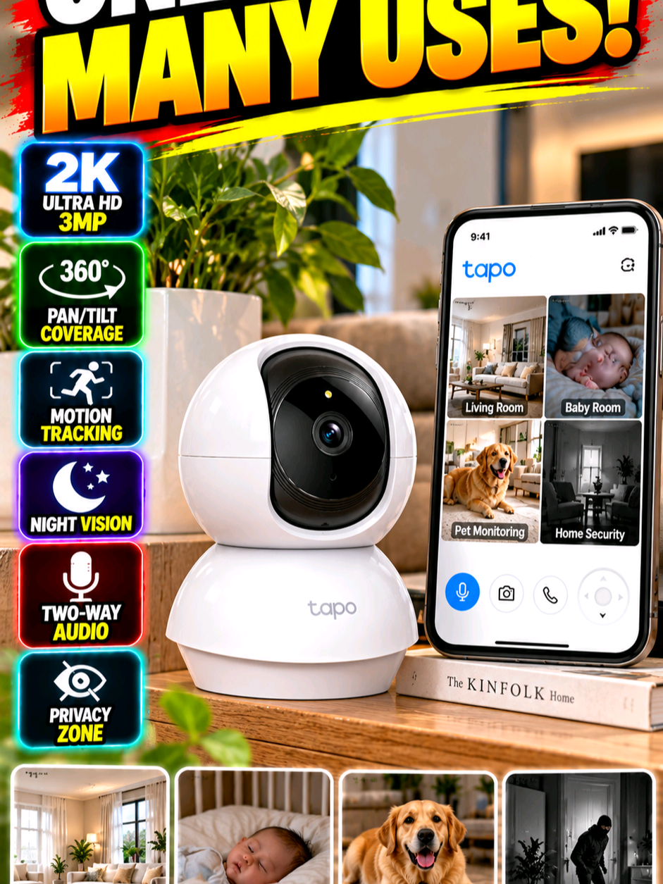 🔥 ONE CAMERA! SO MANY EVERYDAY USES! At work? Out shopping? Wondering what your pets are doing at home? This little TP-Link Tapo camera makes checking in so convenient! 💪 📱 View your room through your phone 🐾 Keep an eye on your pets 🔄 Pan/Tilt to see more of your space 🎯 Motion detection and tracking 🌙 Night vision for after-dark checks 🎤 Two-way audio to listen and talk A practical little gadget for everyday home life! 👊 DON'T JUST WONDER WHAT'S HAPPENING AT HOME! 👇 TAP THE PRODUCT LINK AND GET YOURS NOW! #TPLINK #TapoCamera #SmartHome #HomeGadgets #PetMonitoring 