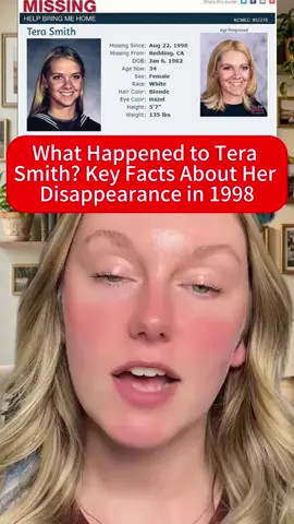 Tera Smith, a 16-year-old girl, vanished during a jog in Redding, California, in 1998. Her mysterious disappearance is tied to her relationship with a 29-year-old Taekwondo instructor, raising many questions. What happened to Tera? #MissingPersons #TrueCrime #UnsolvedMysteries #CaliforniaCrime #TeraSmith