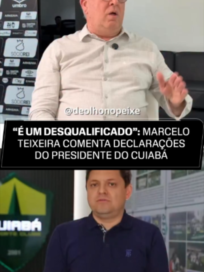 O presidente santista, Marcelo Teixeira, comentou algumas declarações de Cristiano Dresch, presidente do Cuiabá, sobre dívidas do Santos. O mandatário alvinegro pontuou que os clubes são coirmãos, porém o presidente cuiabano é “desqualificado e irresponsável”. 📹 via @deolhonopeixe #FutebolNaESPN #tiktokesportes