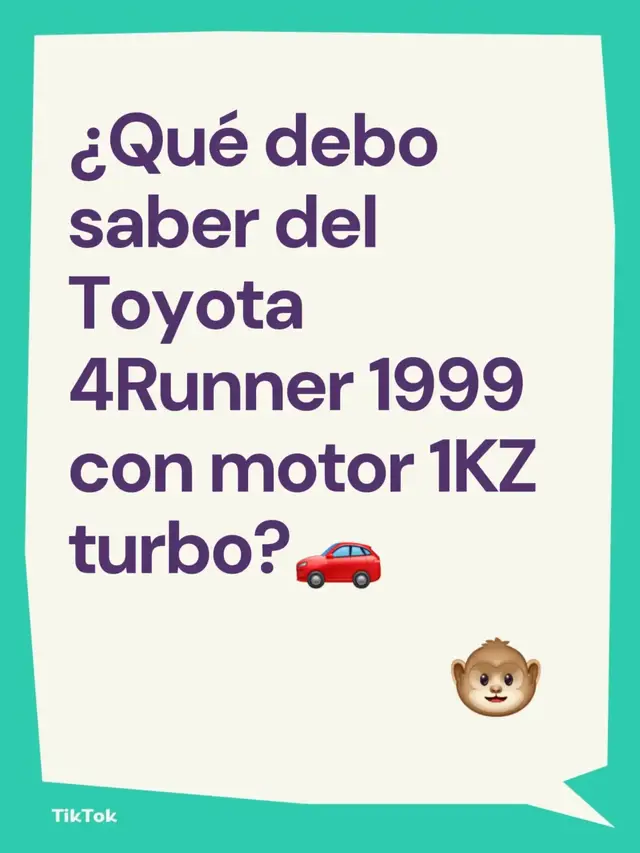 ¿Qué debo saber del Toyota 4Runner 1999 con motor 1KZ turbo?🚗