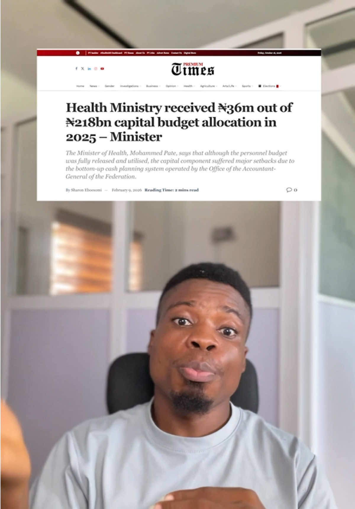 The presidential jets gets more budget allocation than the health ministry 
