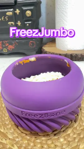 This is the @Freezbone Jumbo! It holds a full one cup of kibble! Freezbone is very popular during the holiday season so expect to find some out of stock at times. 🙁 TODAYS RECIPE:  * Pumpkin * Cottage cheese  * 3 different flavors of        training treats * Goat milk #pennyandethel  #tiktokshopfalldealsforyou #freezbone  #frozendogtreats  #homemadedogtreats 