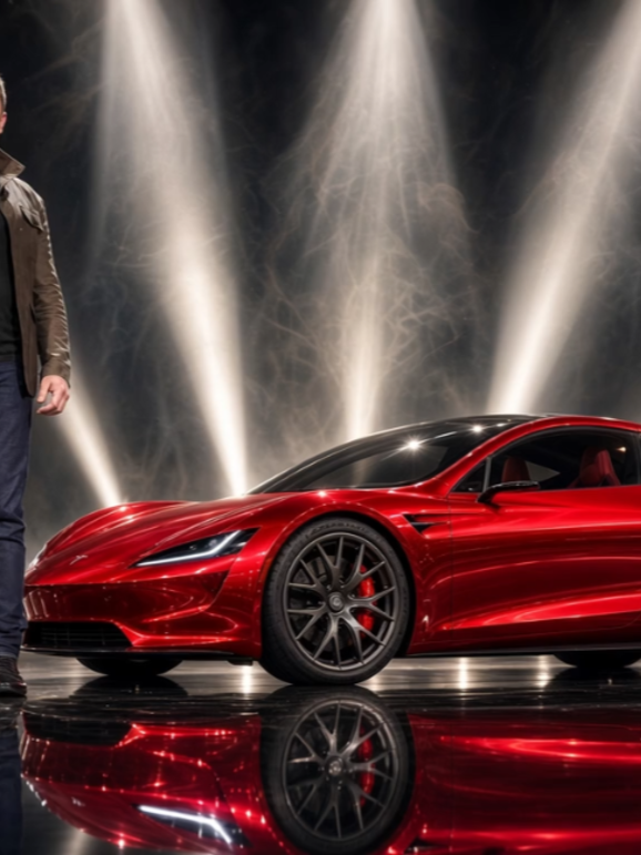 GROK Imagine VIDEO NEW RED ROADSTER Beyond imagination. #Tesla