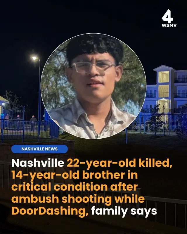 A 22-year-old was killed Thursday night and his 14-year-old brother is hospitalized in critical condition after the pair were ambushed with gunfire while DoorDashing in Nashville, according to their parents. #nashville #shooting #crime