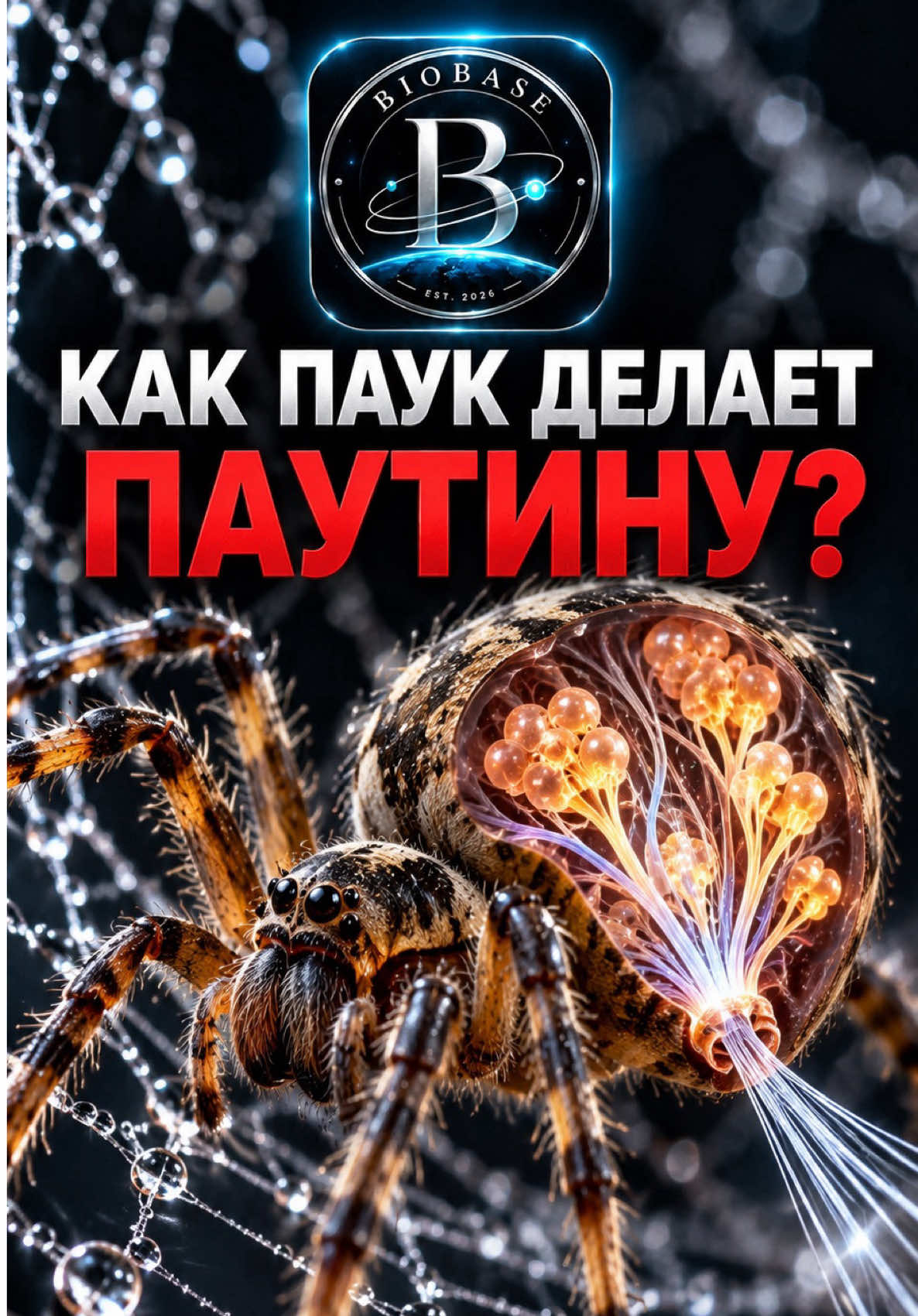 КАК ПАУК СОЗДАЁТ ПАУТИНУ ПРЯМО ВНУТРИ СВОЕГО ТЕЛА? Вы когда-нибудь задумывались, откуда паук берёт нить для своей паутины? Самое удивительное — будущая паутина сначала находится внутри паука в виде жидкого белкового материала! 😮 🔬 В новом ролике BioBase показываем весь процесс изнутри с помощью научных 3D-визуализаций. 🕸️ Как работают шёлковые железы? 🧬 Как жидкие белки превращаются в прочную нить? 🕷️ Почему пауки используют разные виды шёлка? Природа создала удивительный механизм, который учёные продолжают изучать! 💬 А вы знали, что паучий шёлк сначала находится в жидком состоянии? 👇 Напишите в комментариях! ❤️ Подписывайтесь на BioBase — здесь мы раскрываем удивительные процессы природы, организма и продуктов! 📱 Наше приложение BioBase — ссылка в профиле. Новые полезные материалы, рецепты и интересные функции. 📲 Наш Telegram-канал — тоже по ссылке в шапке профиля! Там каждый день делимся интересными фактами, полезными находками и лайфхаками. 🎬 Следующий ролик: почему паук сам не прилипает к собственной паутине? Хотите увидеть продолжение? #паутина #паук #интересныефакты #биология #BioBase