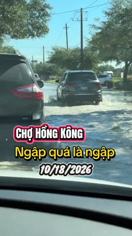 Nước ngập trước chợ Hồng Kông Houston Texas . 