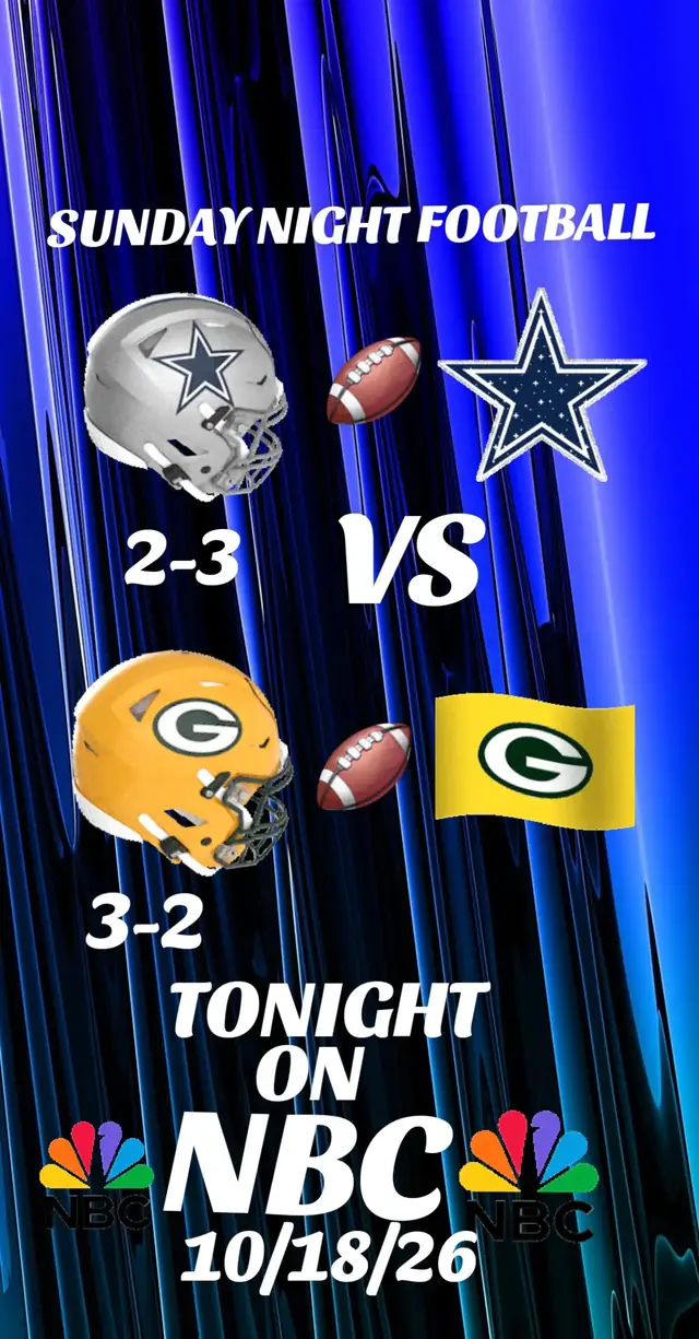 DALLAS COWBOYS 2-3 VS GREEN BAY PACKERS 3-2 NBC....HAS THE GAME 🌹💚✌️ 2026