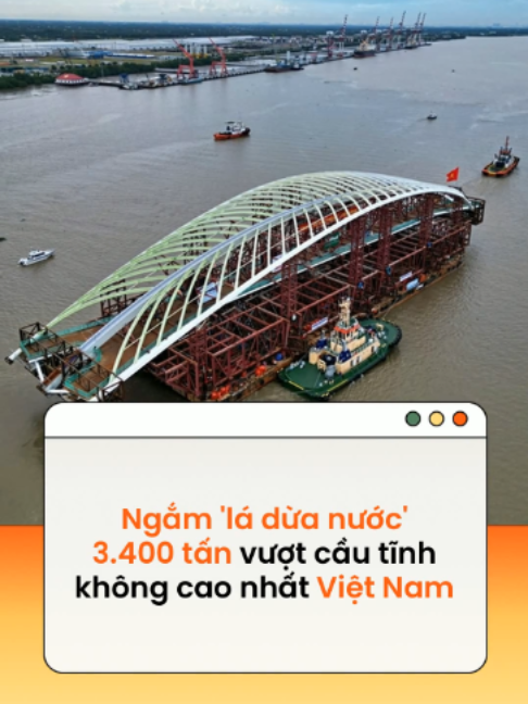 Sau hơn 12 giờ neo đậu trên luồng Soài Rạp, sà lan chở nhịp vòm thép cầu đi bộ hình lá dừa nước tiếp tục hành trình về bến Bạch Đằng, TP.HCM Theo VTC NEWS #news #amm #FPGT