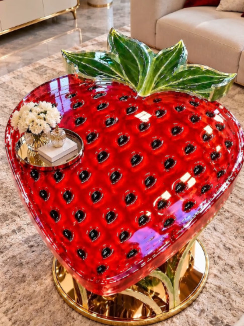 Strawberry Dream Epoxy Table ✨🍓 #epoxy #epoxyart #epoxyresin #epoxyresinart #resinart #epoxytable #fyp #DIY #aiart #luxury #interiordesign #furniture #viral #trendy #makeover #pallet