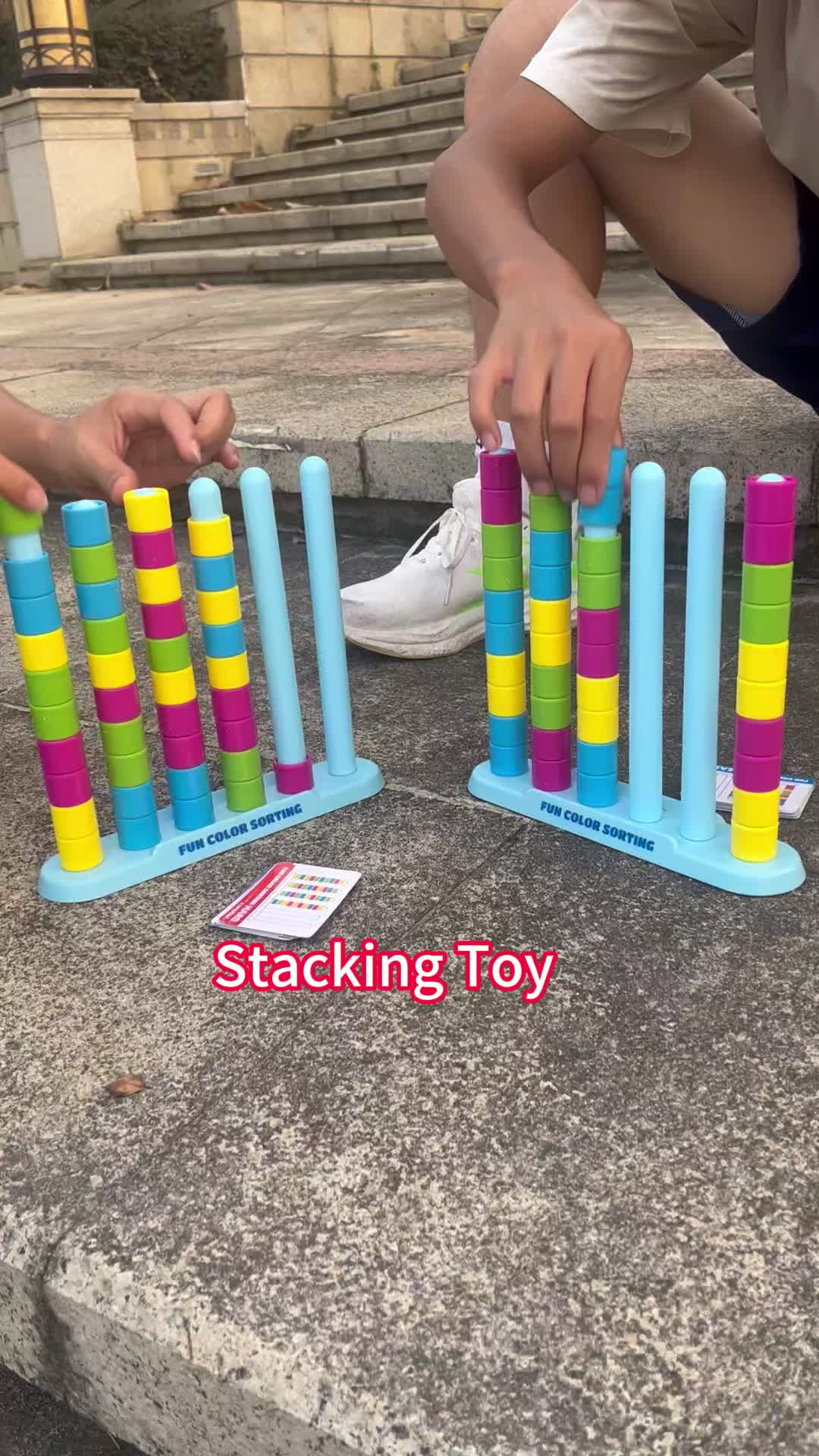 A fun, colorful stacking game set for parent–child interaction—an educational toy that develops emotional, visual, intellectual, motor, sensory, and hand–eye coordination skills, as well as other abilities; promotes parent–child communication; suitable fo #BrainTraining #ToddlerActivity #ParentingTips #LearningGame #KidsGift