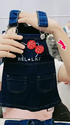 Pinafore Denim Stretch Selesa 1-6 Tahun Dress Jeans Budak Perempuan Corak Bunga Daisy Easy Girl Comel Ceria Tali Bahu Laras Pinggang Elastik Poket Berbutang