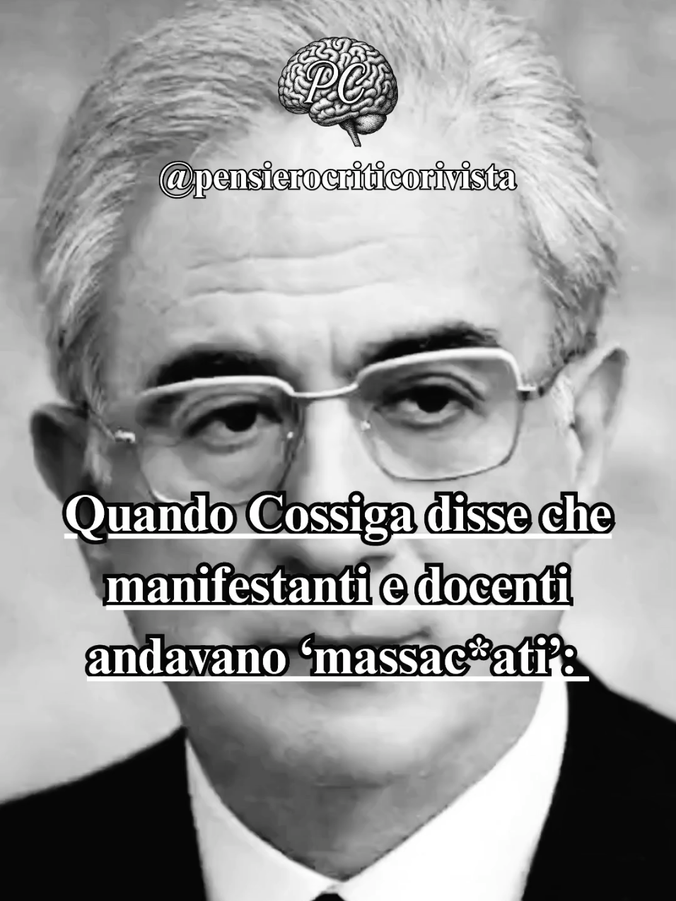 Il 23 ottobre 2008, l’ex presidente della Repubblica Francesco Cossiga, esponente della Democrazia Cristiana, rilasciò ad Andrea Cangini del Quotidiano Nazionale un’intervista dal titolo «Bisogna fermarli, anche il terrorismo partì dagli atenei».  Il periodo era caratterizzato da intense mobilitazioni studentesche e universitarie contro la Riforma Gelmini (DDL Gelmini) e i tagli all’istruzione promossi dal governo Berlusconi IV.  Nell’intervista, Cossiga, che era stato ministro dell’Interno durante gli anni di piombo, si rivolgeva direttamente all’allora ministro dell’Interno Roberto Maroni, suggerendo una strategia violenta e repressiva, così riassumibile: 1- Lasciare da parte gli studenti dei licei e ritirare inizialmente le forze di polizia dalle strade e dalle università. 2-Infiltrare il movimento con agenti provocatori disposti a tutto, allo scopo di favorire, per un breve periodo, la degenerazione delle proteste in devastazioni e scontri. 3- Intervenire successivamente con un massiccio dispiegamento delle forze dell’ordine e senza mezze misure, per far «picchiare» i manifestanti e i docenti coinvolti, fino a provocarne il ricovero in ospedale, evitando tuttavia gli arresti, così da non dover passare attraverso la magistratura. L’intervista suscitò indignazione nell’opinione pubblica e nel mondo politico, ma conserva un significativo valore storico per la riflessione sulle modalità con cui alcuni apparati dell'ordine pubblico intendevano (e forse intendono) la gestione dell’ordine pubblico e delle manifestazioni di dissenso. #storia #politica #italia #manifestazione #forzedellordine