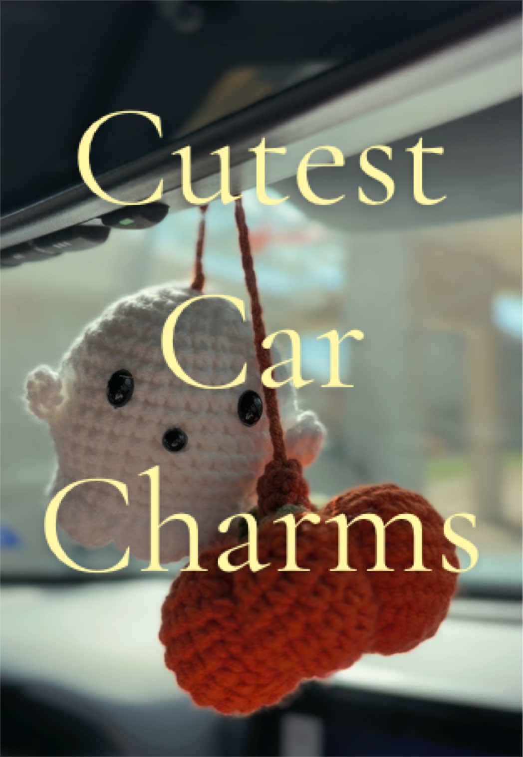 @Grace Knit Decor also makes a snowman option! ⛄️  #halloweencarcharm #fallcarcharm #carcharm #rearviewmirror #ghostcarcharm