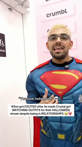 N3on got EXCITED after he made Crystal get MATCHING OUTFITS for their HALLOWEEN stream despite being in RELATIONSHIPS 😭❤️‍🩹 #n3on #crystal 