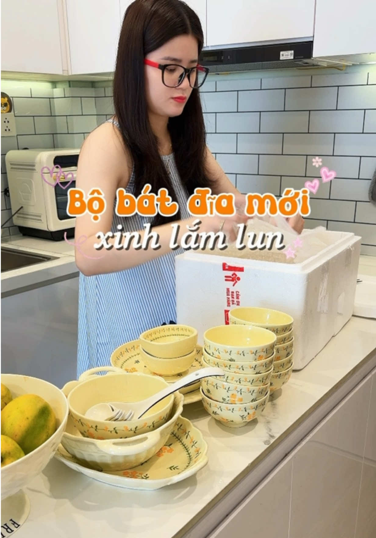Thuỷ mới rinh bộ bát đĩa Cúc Vàng xinh và sang cả căn bếp ✨💕 #thuymenha #batdiadep #batdiasu #giadungtienich #giadung 