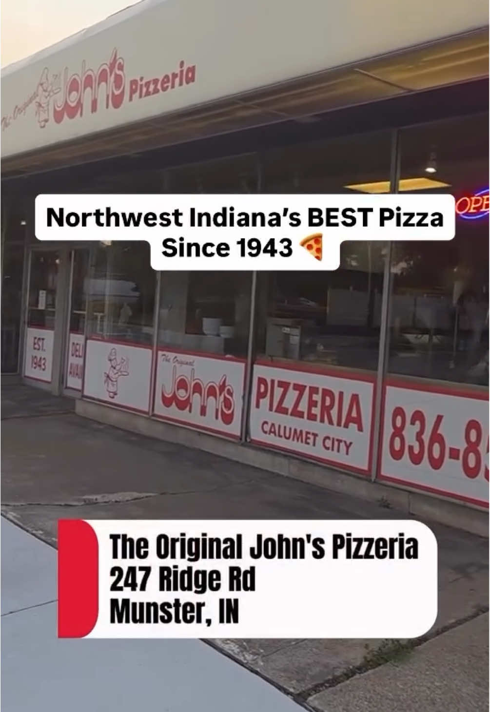 🍕 Northwest Indiana’s Best Pizza Since 1943! 🇮🇹 Welcome to The Original John’s Pizzeria! Our story began in 1943 when Phil Bacino came to America from Sicily and opened a small pizzeria in Calumet City, Illinois, naming it after his son, John. Over 80 years and generations later, we’re still proudly serving the Region with the same family recipes, homemade dough, sauce, and our famous Italian sausage that started it all! From Calumet City to Munster, Indiana, our commitment to quality, tradition, and great food has never changed. 📍 247 Ridge Road, Munster, Indiana Come hungry, leave happy, and experience a little taste of history! ❤️🍕 #NorthwestIndiana #MunsterIndiana #NWI #TheRegion #Pizza
