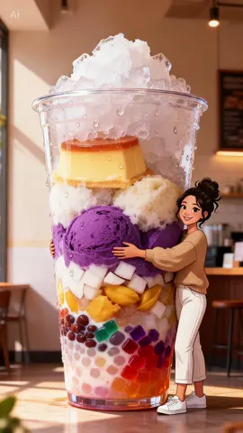 Who else needs a cup this big to survive the week? 🙋‍♀️🥤 Seriously, this giant halo-halo is my new love language! 😍 Ube, flan, jellies, and all the toppings... my heart (and stomach) is so full! 💜 Speaking of giant cups, what's the wildest dessert you've ever seen? Drop a photo in the comments! Let's see who has the sweetest tooth! 😋👇 #DessertGoals #HaloHalo #GiantCup #SweetTooth #Foodie   