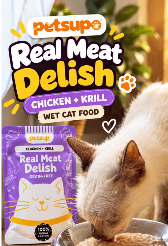 Looking for another wet cat food flavor for your fur babies? 🐱🐾 Meet PETSUP Real Meat Delish Wet Cat Food — Chicken + Krill! This variant combines chicken and krill in a convenient wet cat food option for your kitty’s mealtime. If you’re exploring different flavors for your feline companion, check out PETSUP Chicken + Krill Cat Food and review the product ingredients and feeding instructions to see if it suits your cat. Find the available variant details sa yellow basket! 🛒 #PETSUPRealMeatDelish #ChickenAndKrillCatFood #PETSUPWetCatFood #WetCatFoodPH 