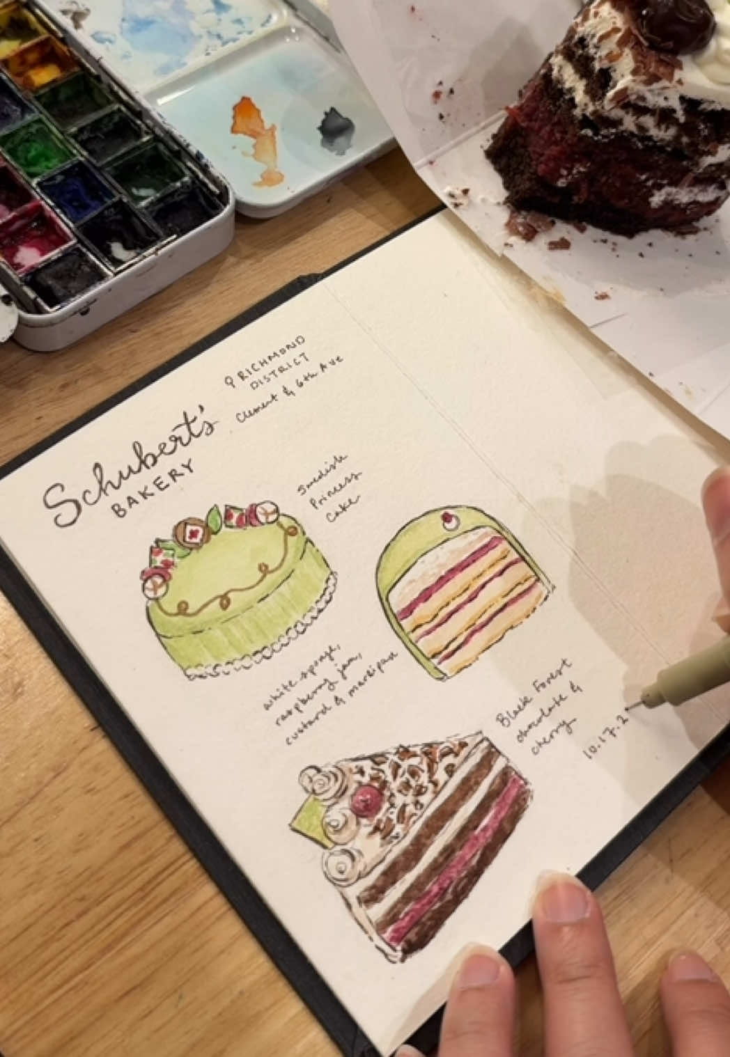 my painting san francisco bakeries sketchbook continues! I love Schubert’s bakery so much - especially the princess cake 🍰 #sanfrancisco #watercolorpainting #sanfranciscofood #foodillustration #bayareafoodies 