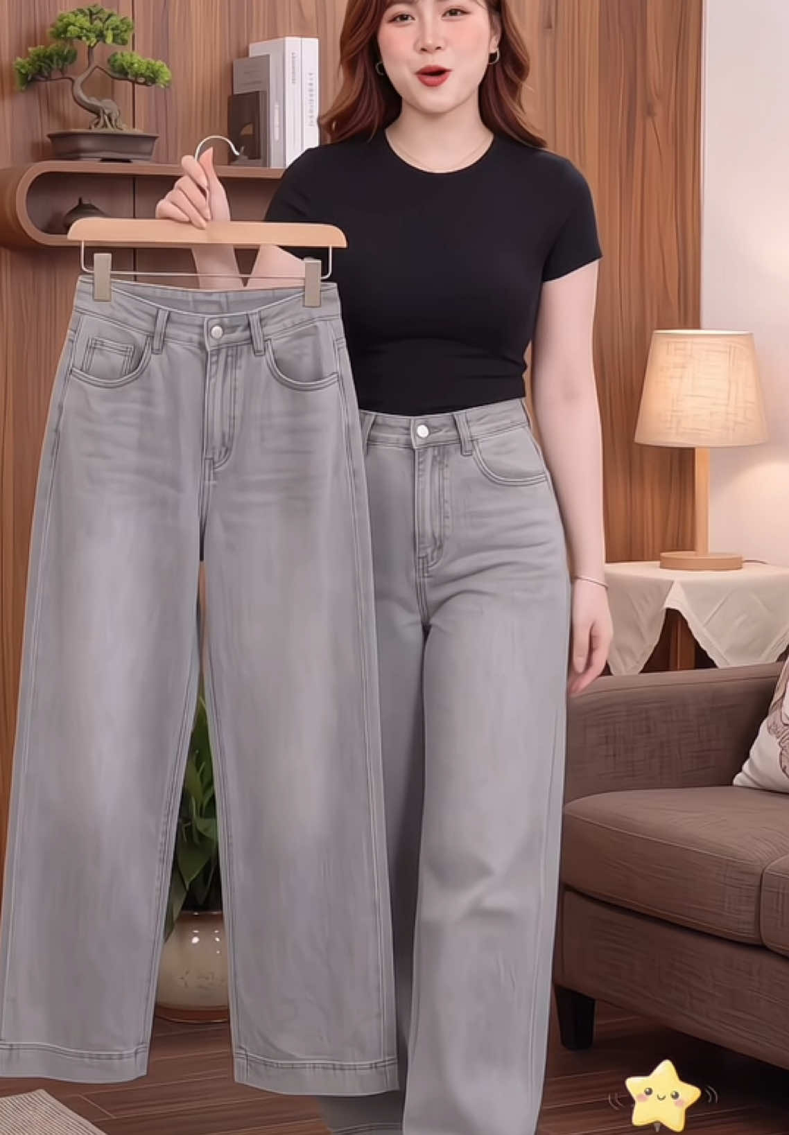 Quần jeans trơn màu xám khói#thoitrangtrungnien #quantrungnien #quantrungniennu 