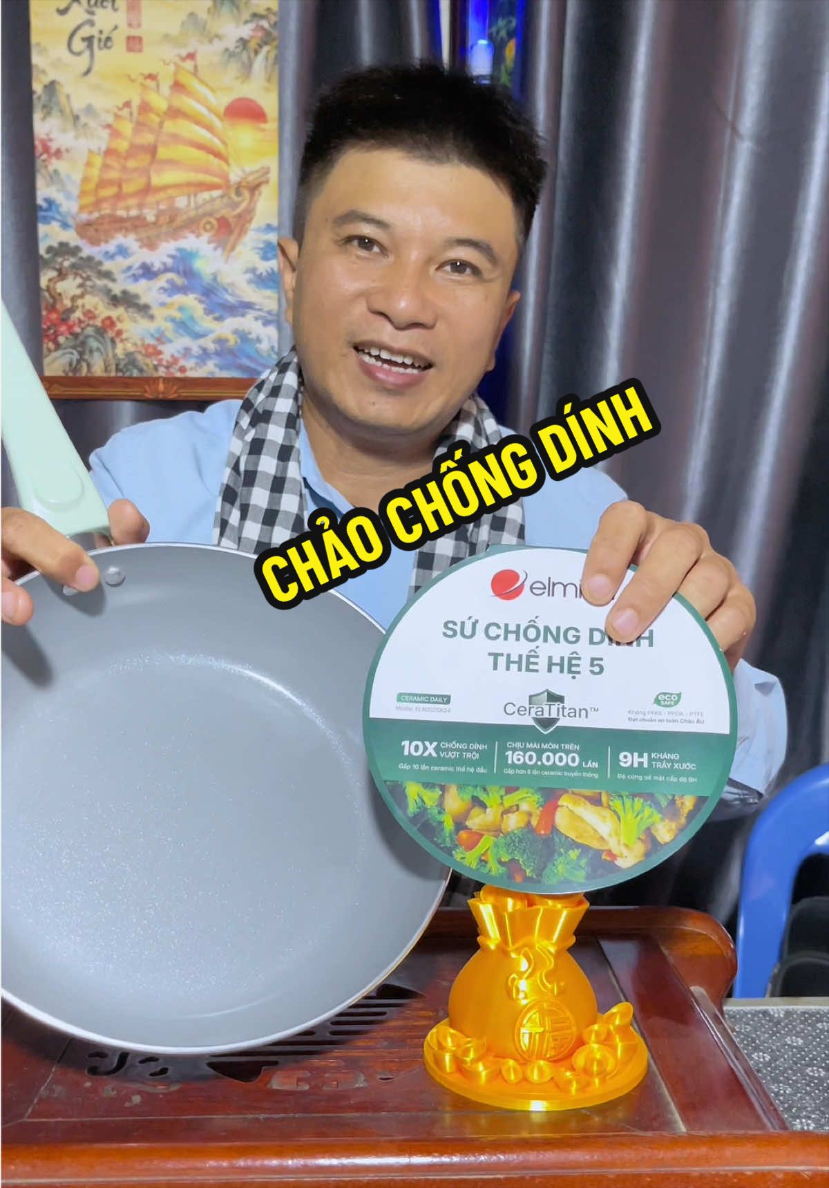 Chảo chống dính Elmich có lớp phủ chống dính sứ nano thế hệ thứ năm, chống dính vượt trội lại an toàn cho sức khỏe. Bền đẹp  ##chaochongdinh##chaoelmich##thithanhthat