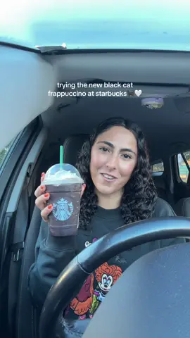 @Starbucks new black cat frappuccino☕️🐈‍⬛ #fyp #starbucks #blackcat #frap #halloween 