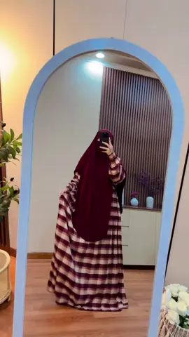 Medina HomeyDress Kotak Maroon MasyaAllah manisnya🥰❤️ #homeydress #dressrayon 