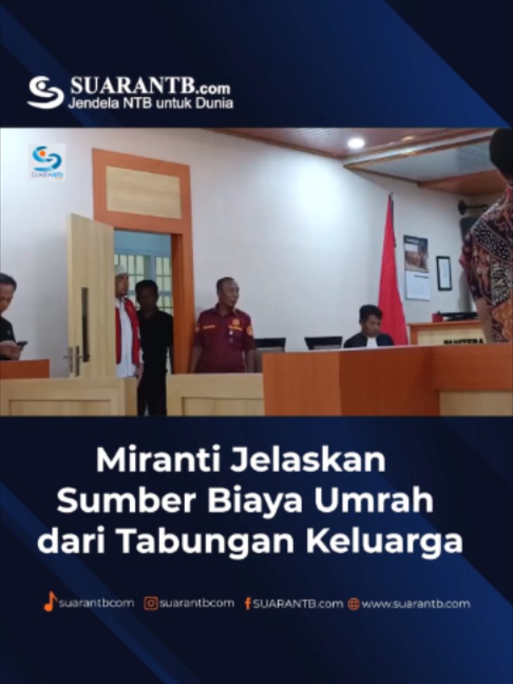 Miranti Afriana, istri terdakwa Didik Putra Kuncoro, menyatakan biaya perjalanan umrah keluarganya berasal dari tabungan yang dikumpulkan bersama, termasuk tabungan dari hadiah. Keterangan itu disampaikan saat Miranti diperiksa dalam sidang lanjutan perkara narkotika dan tindak pidana pencucian uang (TPPU). Dalam pemeriksaan oleh penasihat hukum dalam persidangan lanjutan di Pengadilan Raba Bima, Kamis (22/10), Miranti menjelaskan bahwa rencana umrah awalnya ditawarkan untuk dua orang. Namun, ia memilih mencari paket lain karena mempertimbangkan biaya perjalanan dan keinginan mengajak lebih banyak anggota keluarga. #KasusDidikPutraKuncoro #DidikPutraKuncoro #KasusNarkotika #TPPU #KotaBima #NTB #SuaraNTB