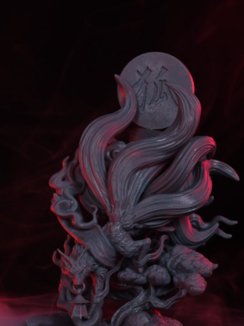 Nine tails. A thousand tricks.🦊 And yes… those tails are just as dangerous as they look. Made with: Elegoo Saturn 4 Ultra 16K Model by: @stlflix #elegoo #3dprinting #3dprint #3dprints #makers #resin #miniature