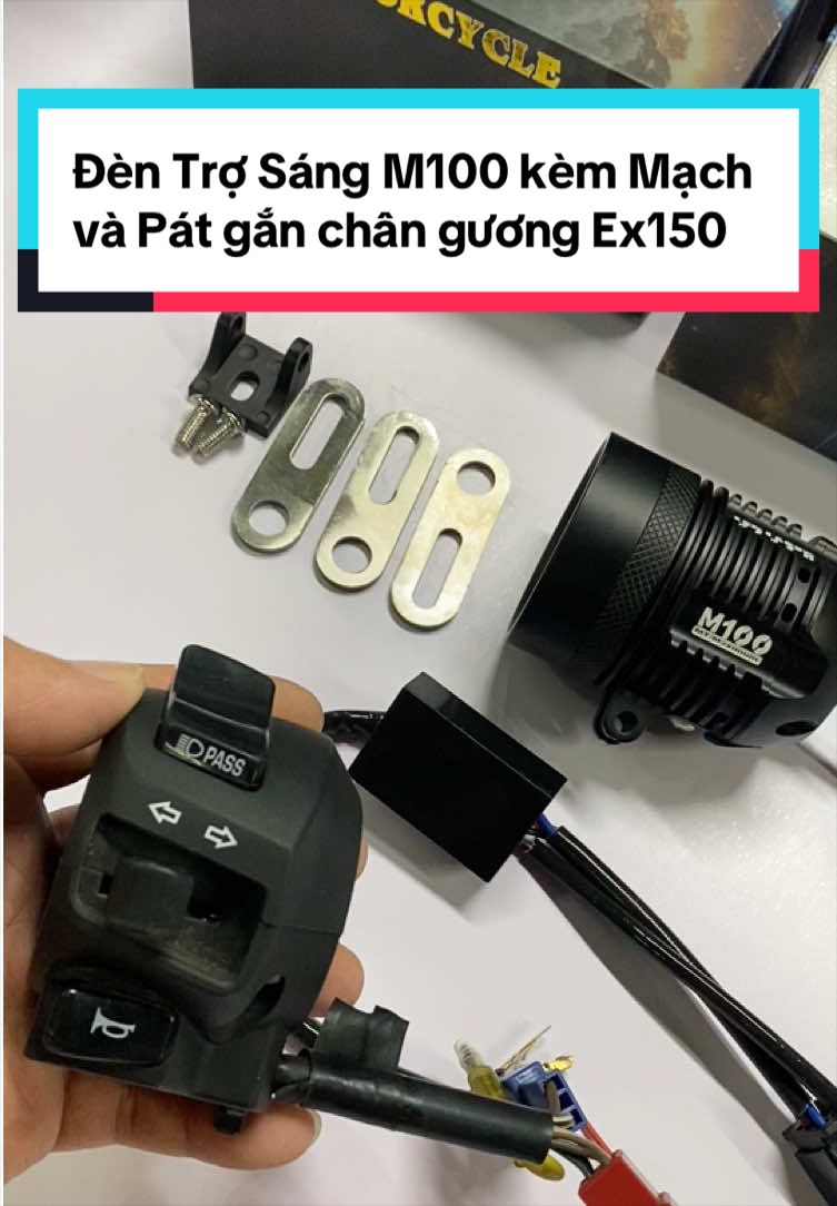 Đèn Trợ Sáng M100 + Pát gắn chân gương và Mạch Auto passing tắt bật Đèn Zin Và Đèn Trợ Sáng cho Exciter 150 - Ex 155 - MX King. Lắp đặt zin🥰🥰 #ĐènTrợSángM100 #Xuhướngtiktok