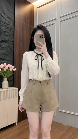 Áo Sơ Mi Trắng Phối Nơ #aosomi #thoitrangnu #phoidoxinh #trending 