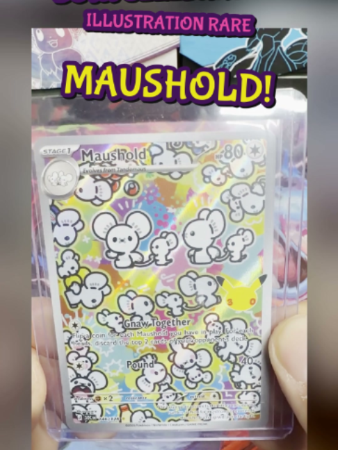 Watch the turn... can you guess the 30th Celebration card? 👀 Maushold Illustration Rare! Comment your favorite 👇 #pokemon #pokemontcg #30thcelebration #pokemoncards #maushold #cardtok #fyp#sylveon #pokepoor #pokemon #30thcelebration #pokemoncards #pokemontcg #pikachu