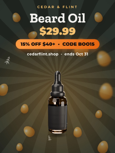 Dry, rough beard? Start at the skin. 🌲 𝗕𝗲𝗮𝗿𝗱 𝗢𝗶𝗹 by 𝗖𝗲𝗱𝗮𝗿 & 𝗙𝗹𝗶𝗻𝘁 → 3 drops, pushed into the roots → Lightweight daily conditioning → Jojoba, argan & grapeseed oil $29.99 🎃 15% off orders $40+ with code 𝗕𝗢𝗢𝟭𝟱 · ends Oct 31 🛒 cedarflint.shop (link in bio) Be honest: how many drops are you using? 👇 #beardoil #beardcare #mensgrooming #beardtok #satisfying