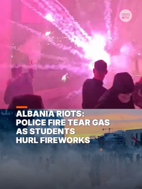 A controversial coastal resort project linked to the family of US President Donald Trump has sparked sweeping unrest in the capital city of Tirana, as protestors hurled stones, petrol bombs, and fireworks at government buildings on Saturday (Oct 24).  #news #Albania #Police #LawEnforcement